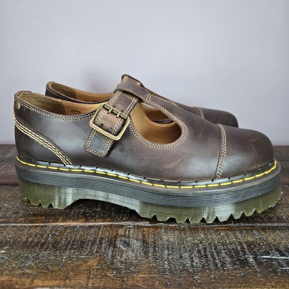 NEW Dr Martens Bethan Crazy Horse Womens Size 11 Leather Platform Shoes Brown